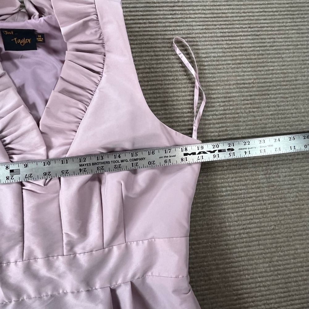 Just Taylor Lavender Lilac Ruffle Neck Sleeveless Fit Flare Cocktail Dress 14 - Picture 3 of 15